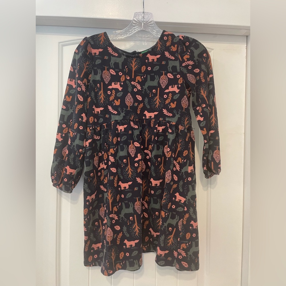 dip Navy Kids Dress with Animal Print in Pink and Orange